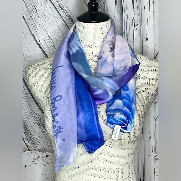 Laura Biagiotti Silk Floral Scarf Rectangle Italy - Picture 3 of 6